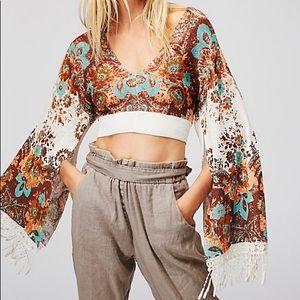 🌸NWOT Free People Meet Me at Woodstock Crop Top